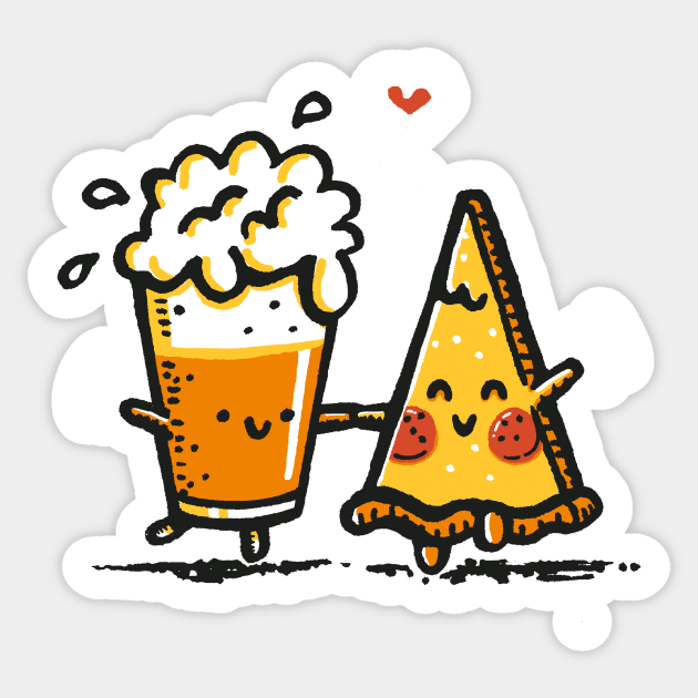 Beer and pizza Sticker by Walmazan